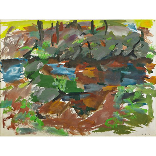 Catskill Series: Rocks and Trees., a Watercolor on paper by  